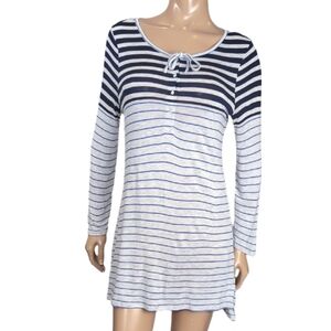 Two By Vince Camuto Nightgown Sleepwear Grey Blue Bon Voyage Long Sleeve Medium